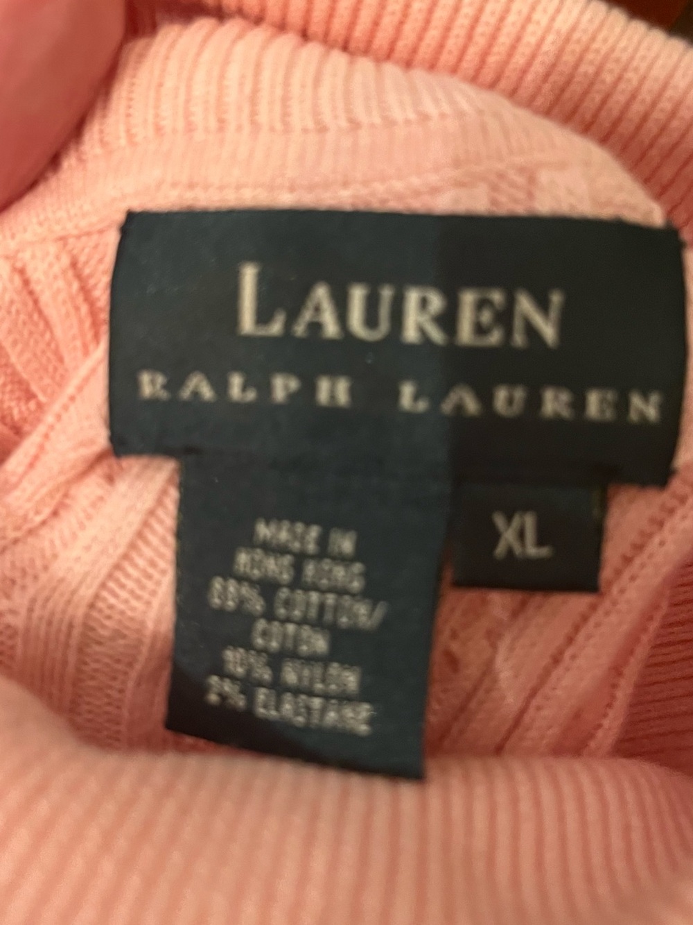 Lauren Ralph Lauren cotton blend cable knit sleeveless turtleneck, pink XL NWT - Picture 6 of 6